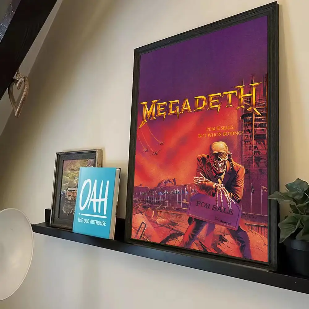Фото Постер Music Rock M-Megadeth, безрамный, самоклеящийся, водонепроницаемый, художественный, из бумаги, для кофейни, гостиной, бара, комнаты, на стену №5