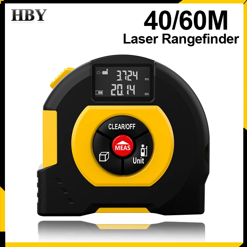 

Лазерная рулетка 2 в 1 измеритель расстояния 40/60 м цифровой уровень ЖК-дисплей высокая точность 5 м Рулетка измерительная линейка лазерный да...