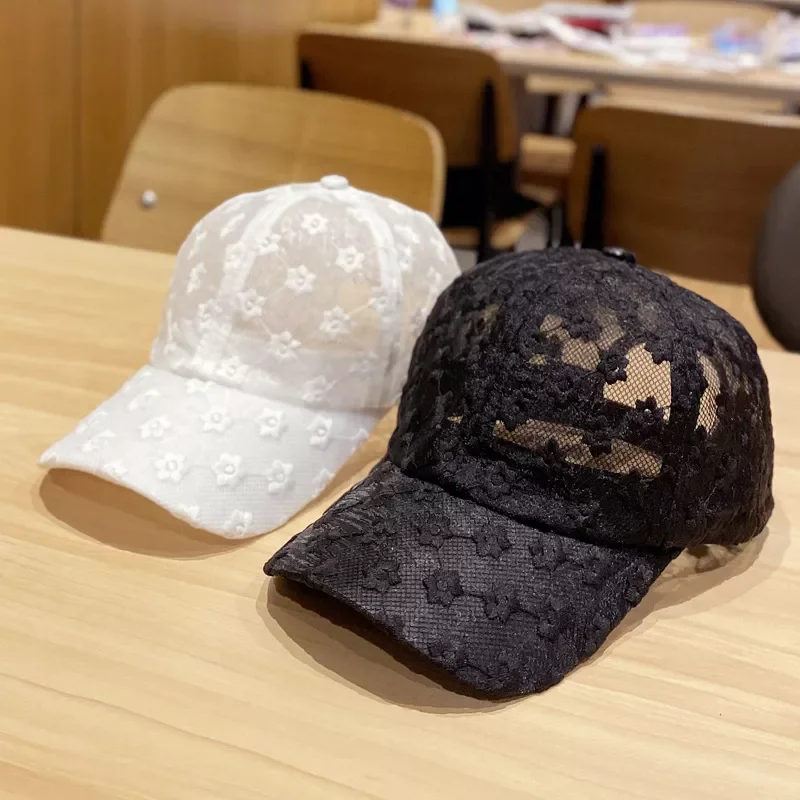 Lace Flower Baseball Cap Summer Breathable MeshHats Summer Sports Caps Snapback Floral Hat Women  Girls