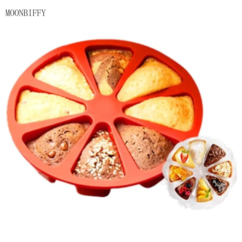 

1 шт. формы для выпечки, круглая силиконовая 8 красных силиконовых частей, форма для торта, форма для мыла, форма для ломтиков пиццы