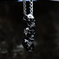 vintage unique stainless steel black skull pendant necklace for men women gothic punk biker fashion jewelry gifts dropshipping