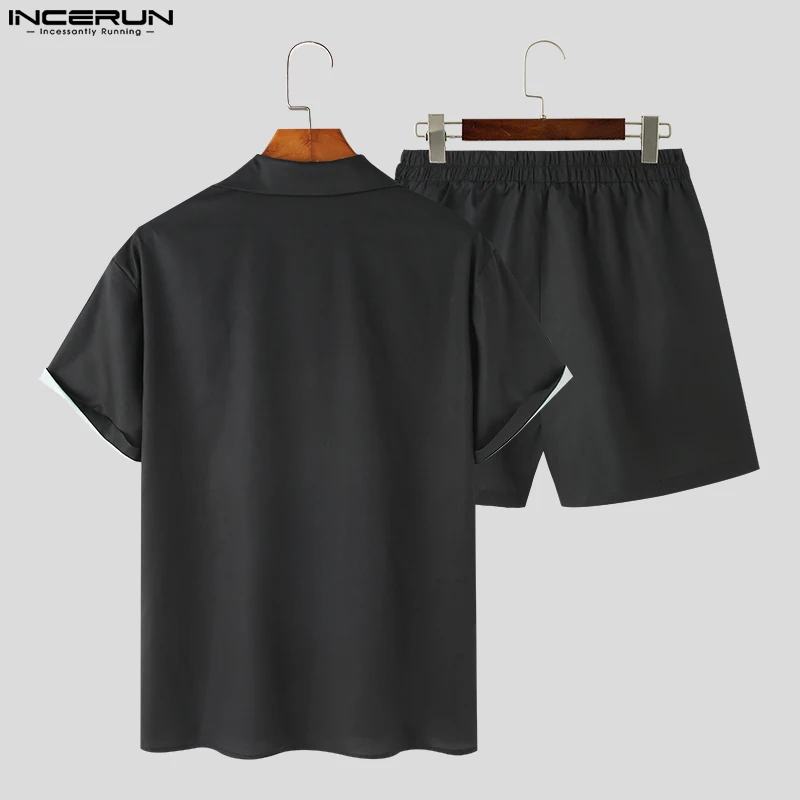 INCERUN 2023 American Style Men's Fashion Sets Love Printing Short Sleeved Shirts Shorts Casual Streetwear Two-piece Sets S-5XL