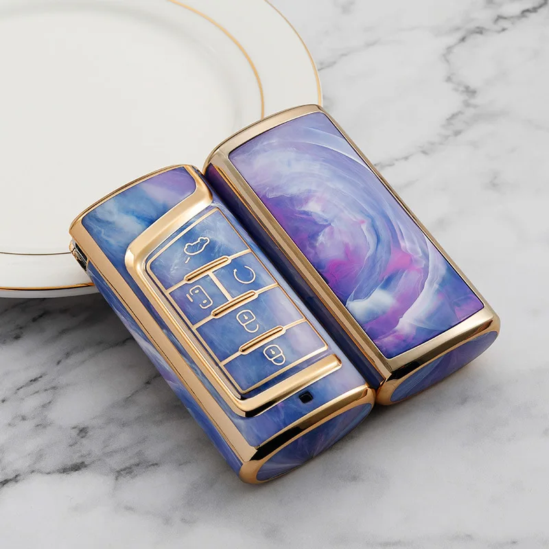 

Чехол для автомобильного ключа для Volkswagen Magotan, чехол для ключа для Passat, Модный чехол для ключа с золотой инкрустацией из нефрита