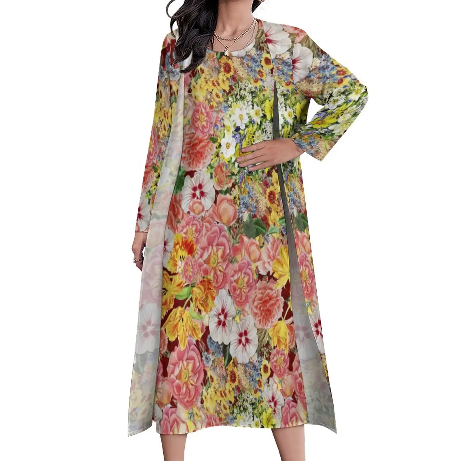 

Платье-Макси женское с цветочным принтом, в стиле бохо