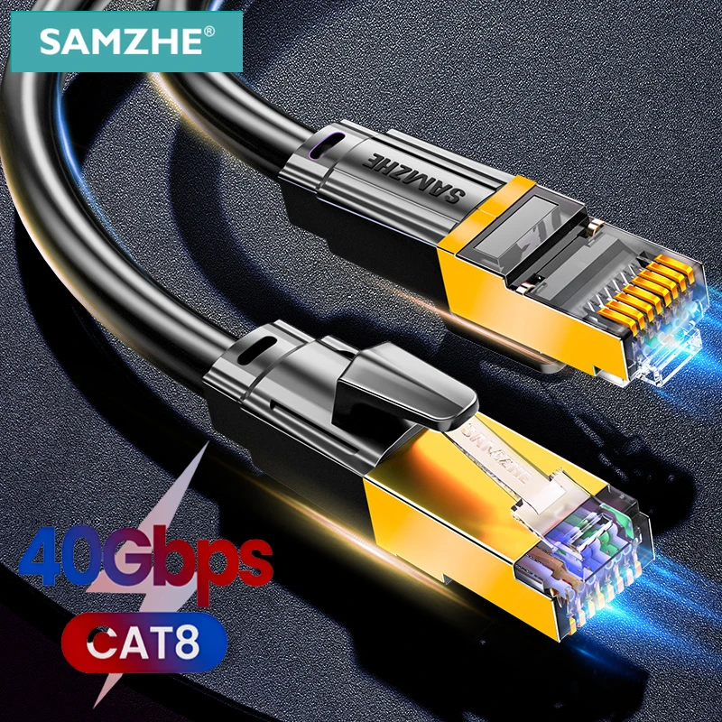 

BA2114 Samzhe Cat8 Ethernet-кабель Sftp 40 Гбит/с сверхскоростной RJ45 сетевой кабель Vergulde коннектор для маршрутизатора модема