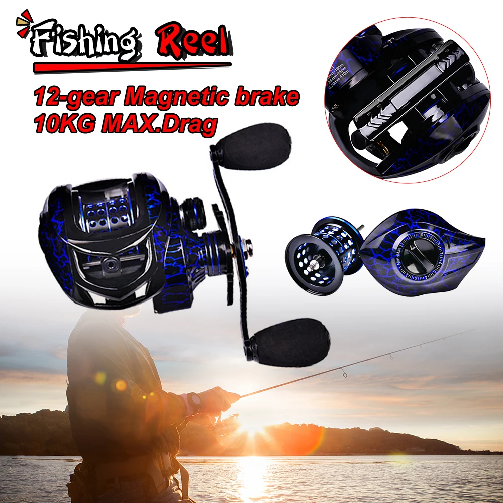 

Fishing Reel 10KG Max Drag Baitcasting Reel 9+1BB 7.2:1 Gear Ratio Deep Shallow Metal Spool Bass Fishing for Freshwater Saltwaer