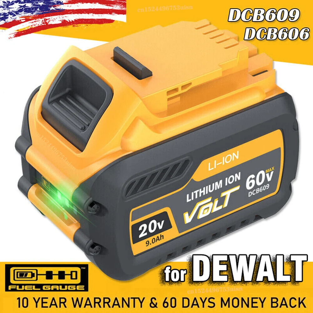 Оригинальный литий-ионный аккумулятор для DEWALT DCB609, 20 в/60 в, макс. для FLEXVOLT, 9 А/ч, DCB606 DCB609-2 20 в, для аккумулятора dewalt