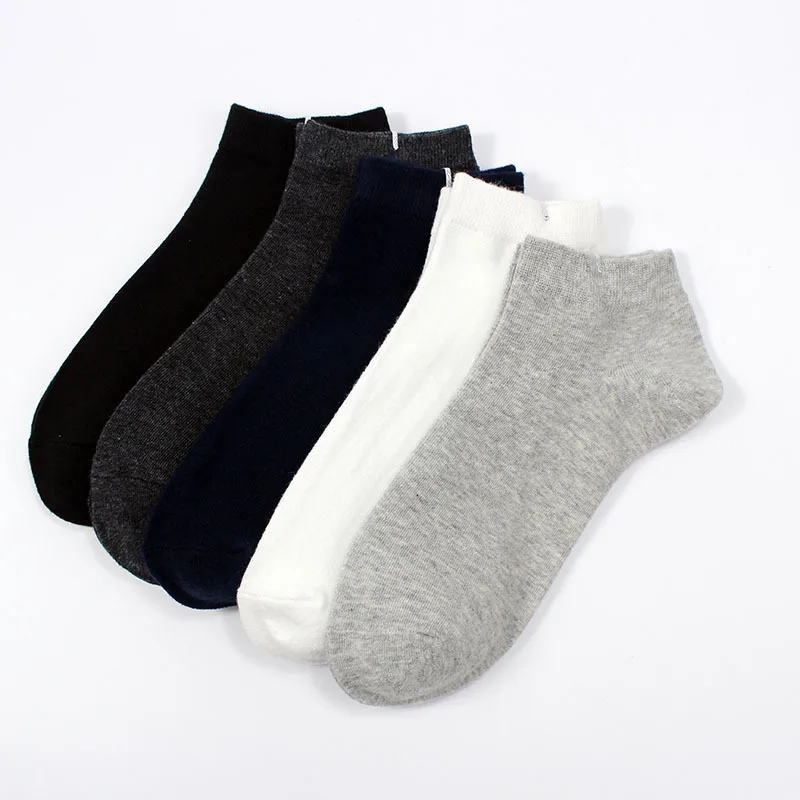 5 Pairs Summer Men Short Socks Solid Color Cotton Low Cut Invisible Boat Socks Breathable Comfortable Casual Sports Ankle Sock