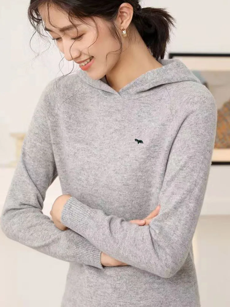 

Winter Women's Hooded Cardigan Wool Sweater Loose Casual Solid Color Joker Wool Bottoming Hoodie Tops Korean Hoodie Jacket