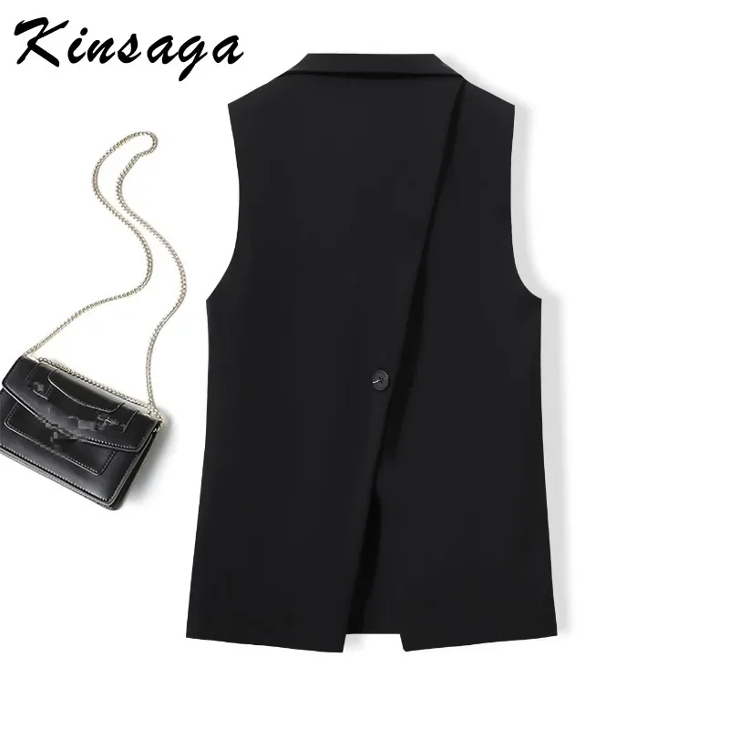 Дизайнерский кофейный пиджак жилет с двумя пуговицами корейский кардиган без