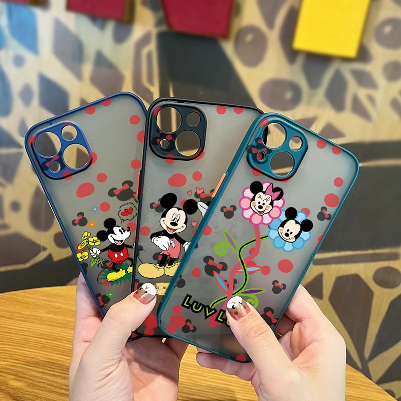 

Minnie Mickey Mouse For Apple iPhone 13 12 11 Mini XS XR X Pro MAX 8 7 6 Plus Frosted Translucent Soft Cover Phone Case