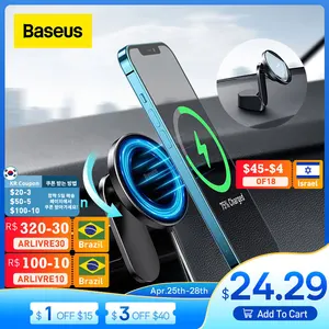 baseus magnetic car phone holder wireless charger for iphone 13 iphone 12 pro max wireless charging car charger phone holder free global shipping
