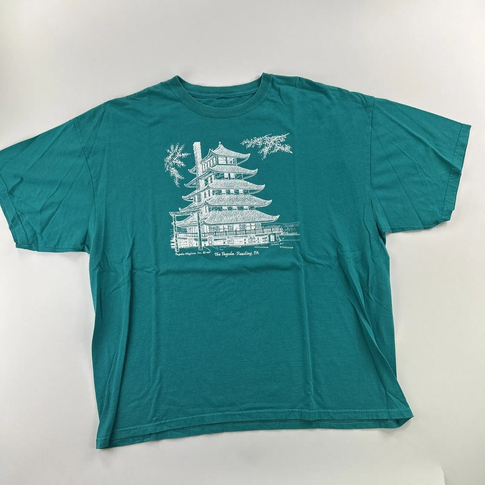 Винтажная Футболка 1989 с принтом пагоды размер Xl Pa для чтения
