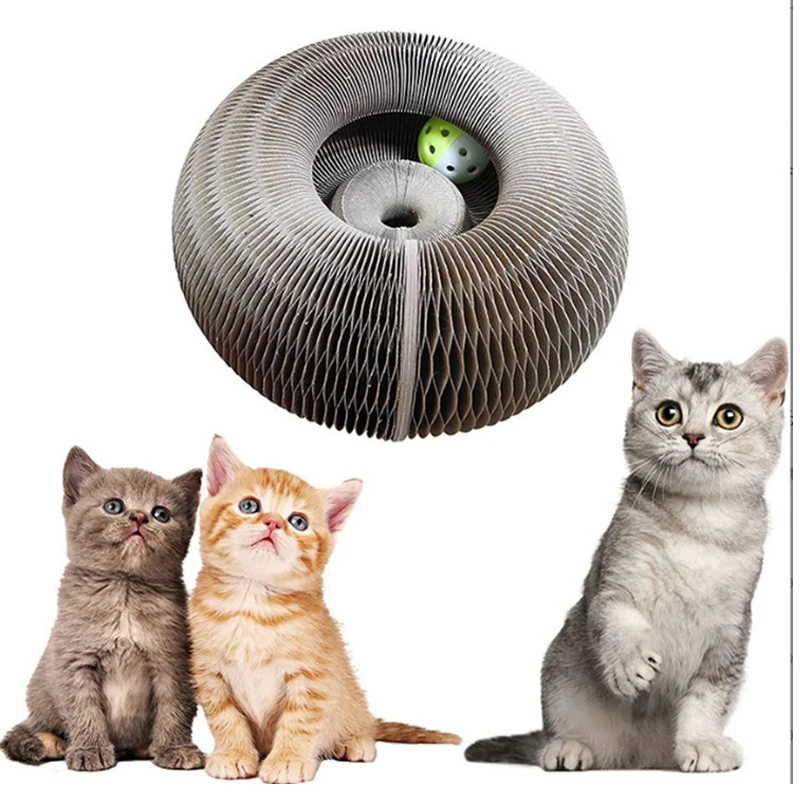 

Magic Organ Cat Grinding Claw Scratching Board Cat Scratching Board-with a Toy Bell Interactive Scratcher Cat Toy Foldable