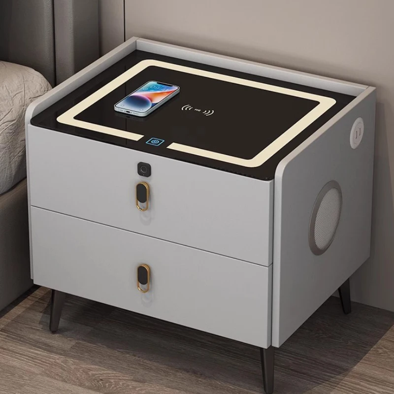 

Rustic Wood Handles Nightstand Dresser Smart Side Gray Modern Nightstand Light Cute Free Shipping Nachttisch Bedroom Furniture