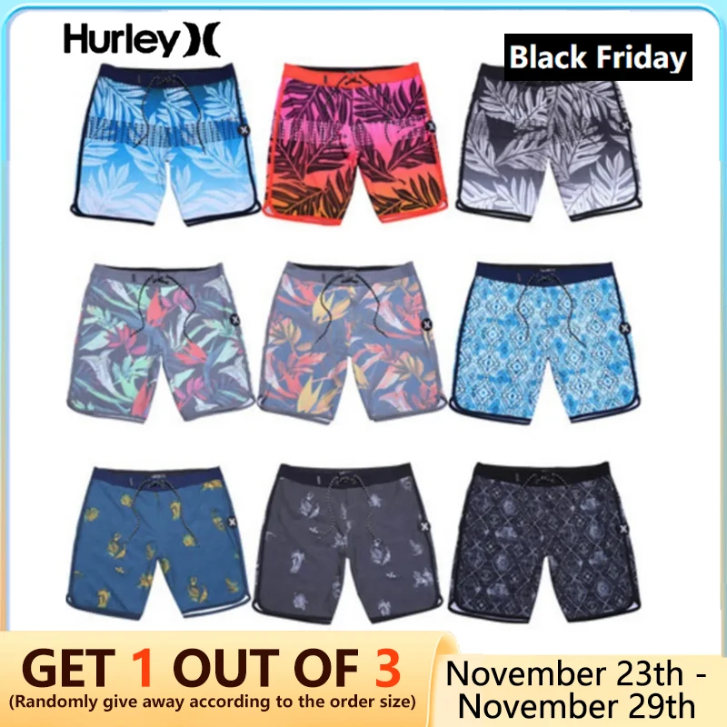

Мужские Пляжные эластичные брюки Hurley, быстросохнущие плавки, Свободные Короткие повседневные спортивные штаны для серфинга, штаны для спортзала