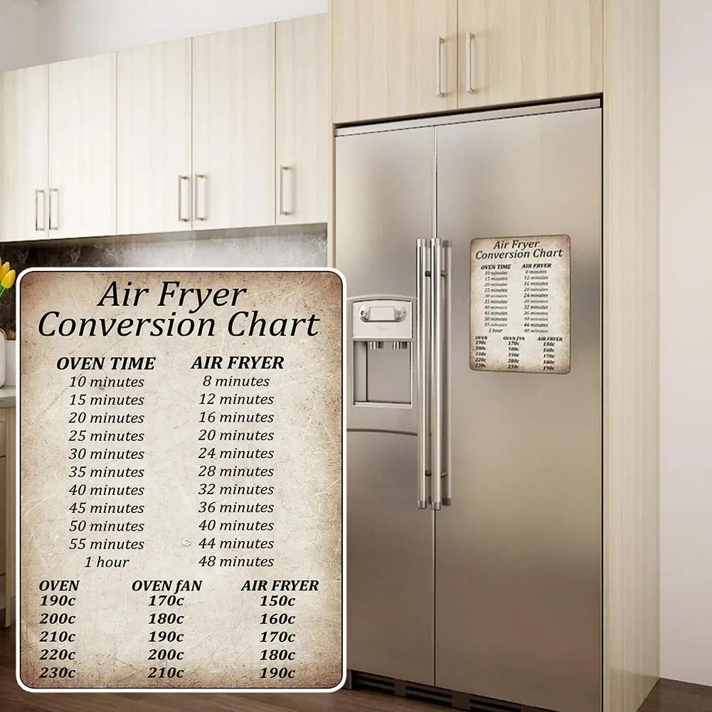 

Time Counting Sticker Rustic Air Fryer Conversion Chart Time Cooking Temp 20*15cm Sign Waterproof Kitchen And Oilproof Oven T7H8