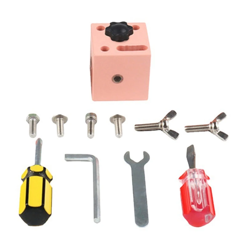 

Kids Mini Square Wooden Screw Driver Learn to Twist Screws Nuts Teaching Aids Early Education Toys