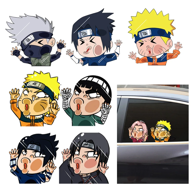 Pegatinas divertidas de Anime Naruto para coche, Kawaii, Uchiha, Itachi, Sasuke, Kakashi, pegatinas impermeables, juguetes para niños y adultos, regalos