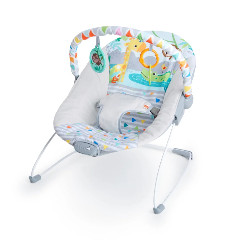 

Bright Starts Safari Fun Vibrating Baby Bouncer with Toy Bar