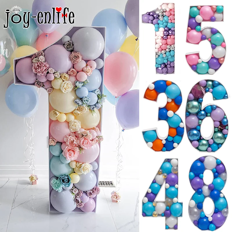 

73/100cm Number Balloons Filling Box Mosaic Frame Balloon Stand Baby Shower Birthday Adult Anniversary party decortion Backdrop