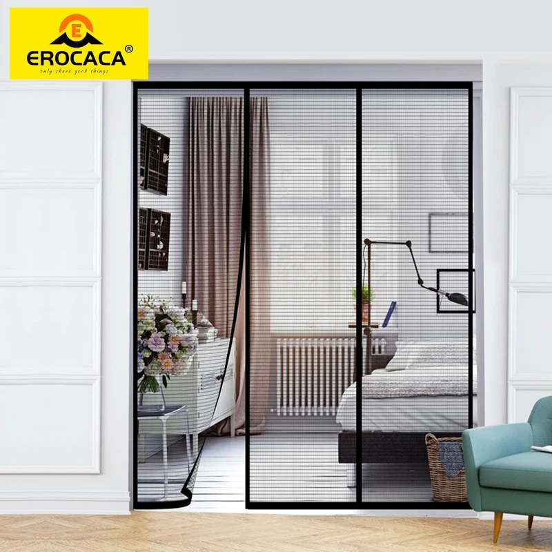 

EROCACA Magnetic Door Screen Mosquito Net Custom Summer Anti insect Mesh Automatic Closing Curtain Applicable to glass doors