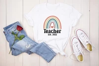 rainbow teacher t shirt teach love shirt fashion casual graphic printed cotton round neck summer plus size short sleeve top tees