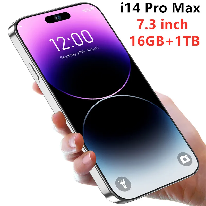 

Global Version I14 Pro Max 5G Smartphone 16GB 1TB Full Screen Mobile Phone 7.3 Inch Cellphone 50+108MP Camera 8000mAh Android 13