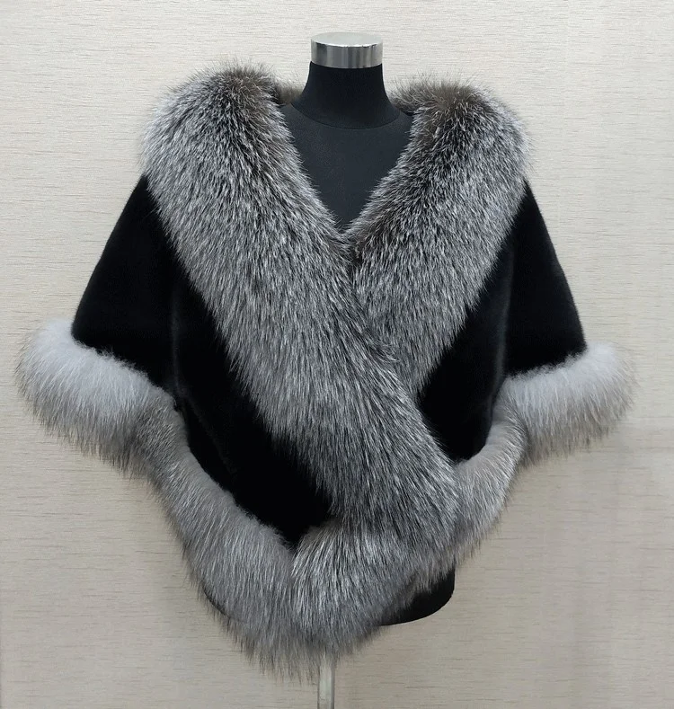 ICCLEK 2019 autumn and winter new mink fur imitation fur shawl women's fox hair collar Bridal Wedding Dress cloak short coat