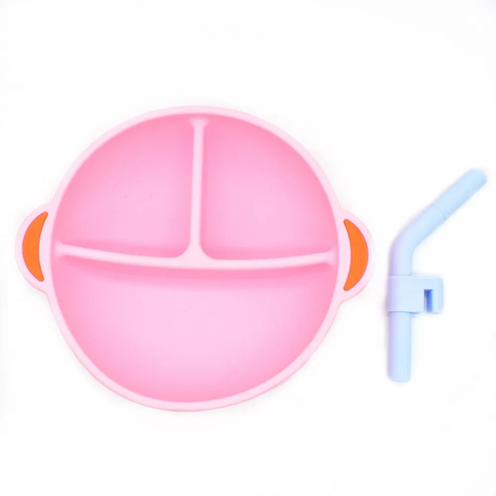 Baby Feeding Bowl With Straw Divided Balance Silicone Plate For Baby Feedings Waterproof Spoon Non-Slip Silicone Bowl Tableware images - 6