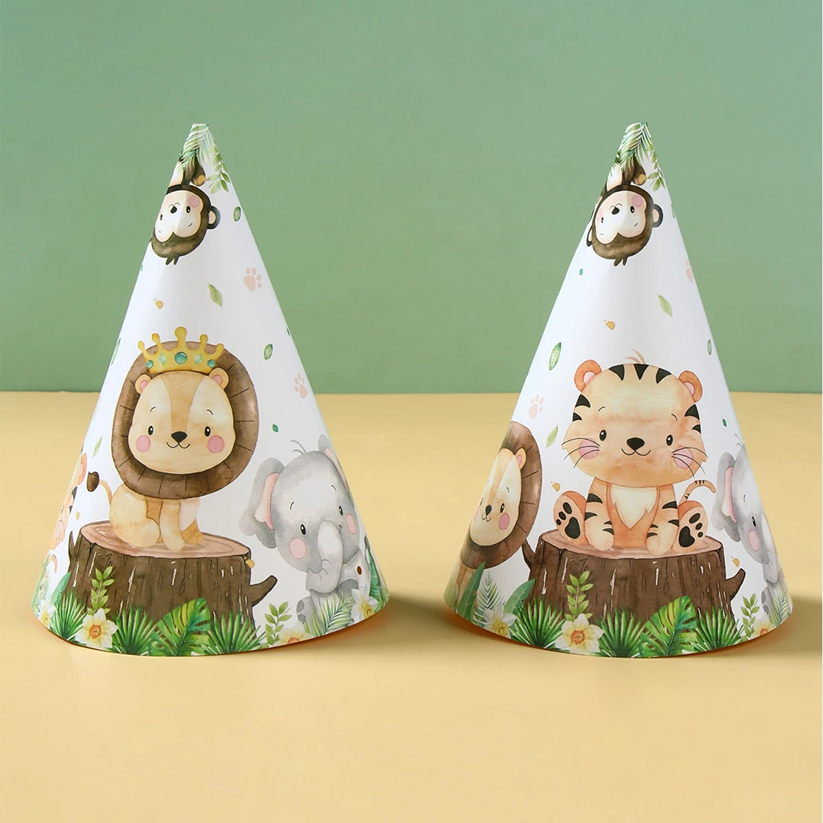 Бумажные шляпы в стиле джунглей с животными