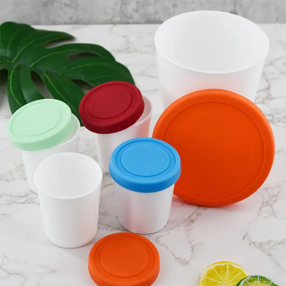 

4Pcs Ice Cream Container Cup Reusable Freezer Storage Tubs With Tight Sealing Lid Easily Remove For Homemade Ice Cream Container