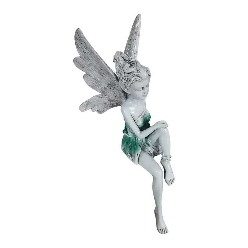 

Flower Fairy Statue Sitting Art Sculpture Figurines Garden Ornament Angel Wings Resin Craft Landscaping Home Decoration Outdoor