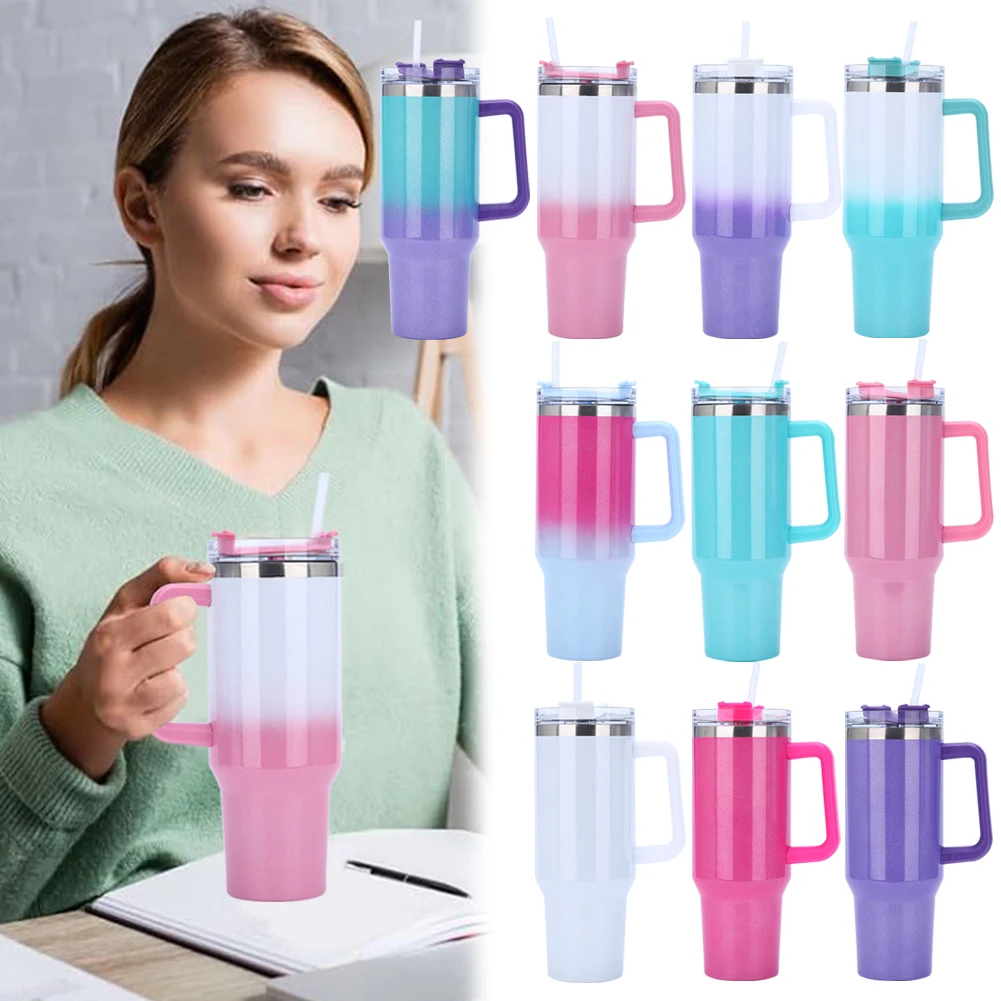 Дорожная кружка для кофе со льдом 40 унций термос с ручкой и соломинкой из