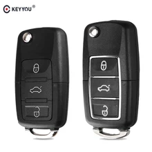 KEYYOU Flip Folding Car Key Shell Fob Case For Volkswagen Vw Jetta Golf Passat Beetle Polo Bora 3 Buttons Remote Key Fob Case