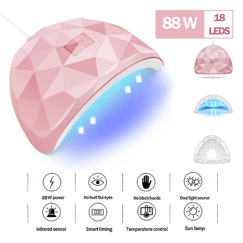 

88W LED Nail Dryer Lamp For Nails 18 UV Lamp Beads Drying All Gel Nails Lamp