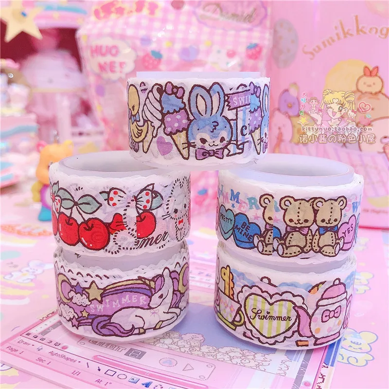 

1PC Creative Japan Model flowers Heart Bear Stickers Diary Label Stickers Pack Decor Scrapbooking DIY Stickers for kids