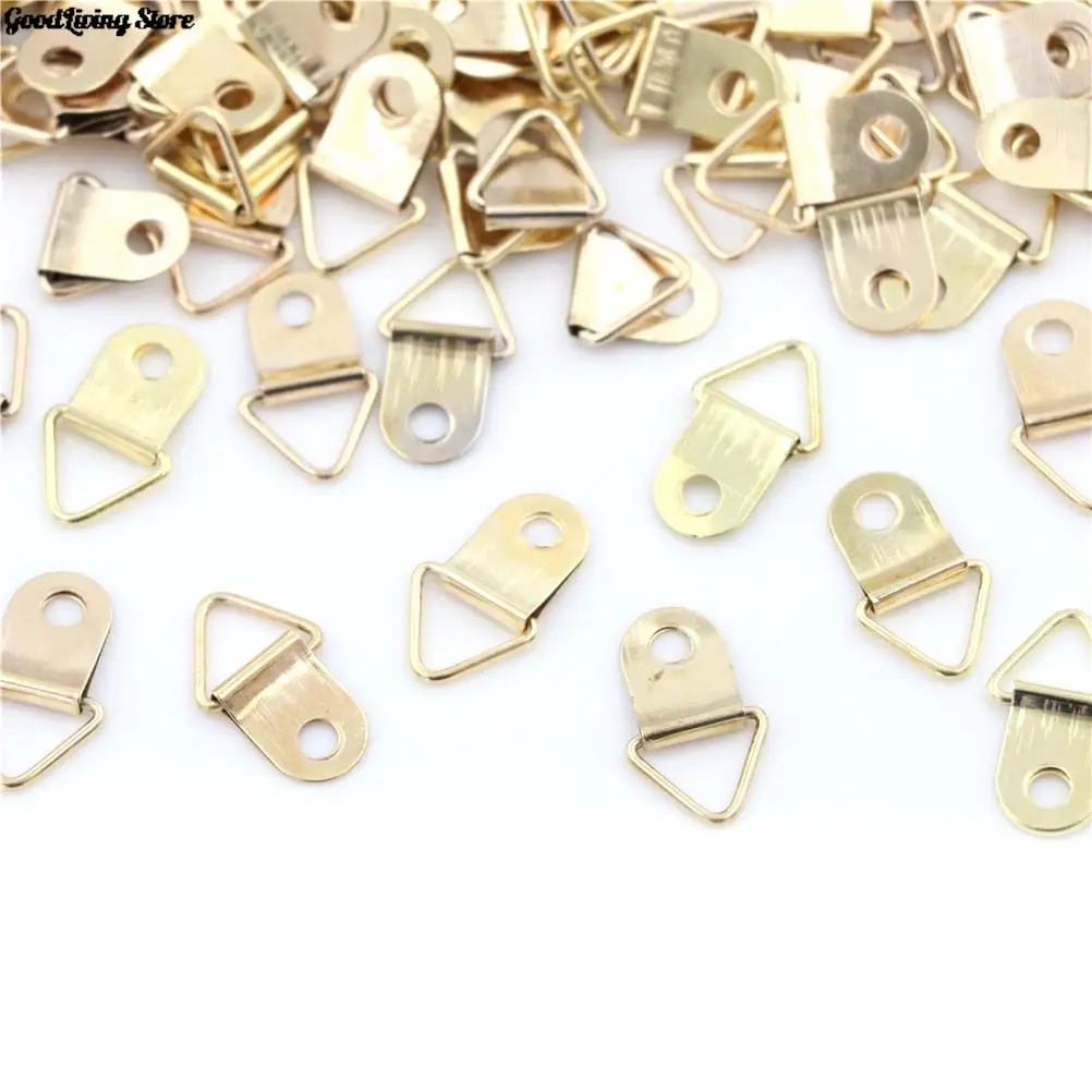 Золотистые треугольные D-образные кольца 100 шт./лот подвесные картины маслом