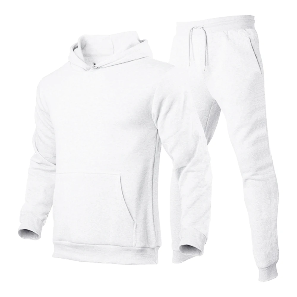 Autumn&Winter New Men's Tracksuit 2 Pieces Set Sweatshirt + Sweatpants Sportswear Hoodies Casual Mens Clothing Hoodies Suit images - 6