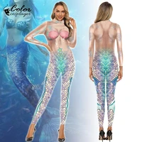 color cosplayer fantasy mermaid costumes womens bodysuit cosplay clothing bodysuit purim carnival sexy long sleeve stage catsui