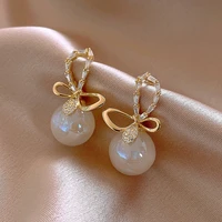 micro pave butterfly bubble ball pearl earrings for women 2022 new trendy brincos wholesale