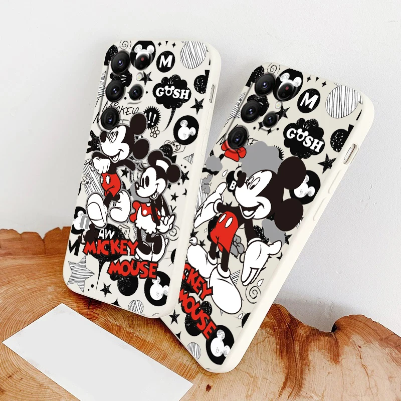 

Liquid Rope Cover Disney Mickey Minnie Kiss Phone Case For Samsung Galaxy S22 S21 S20 FE S10 Note 20 10 Plus Lite Ultra 5G