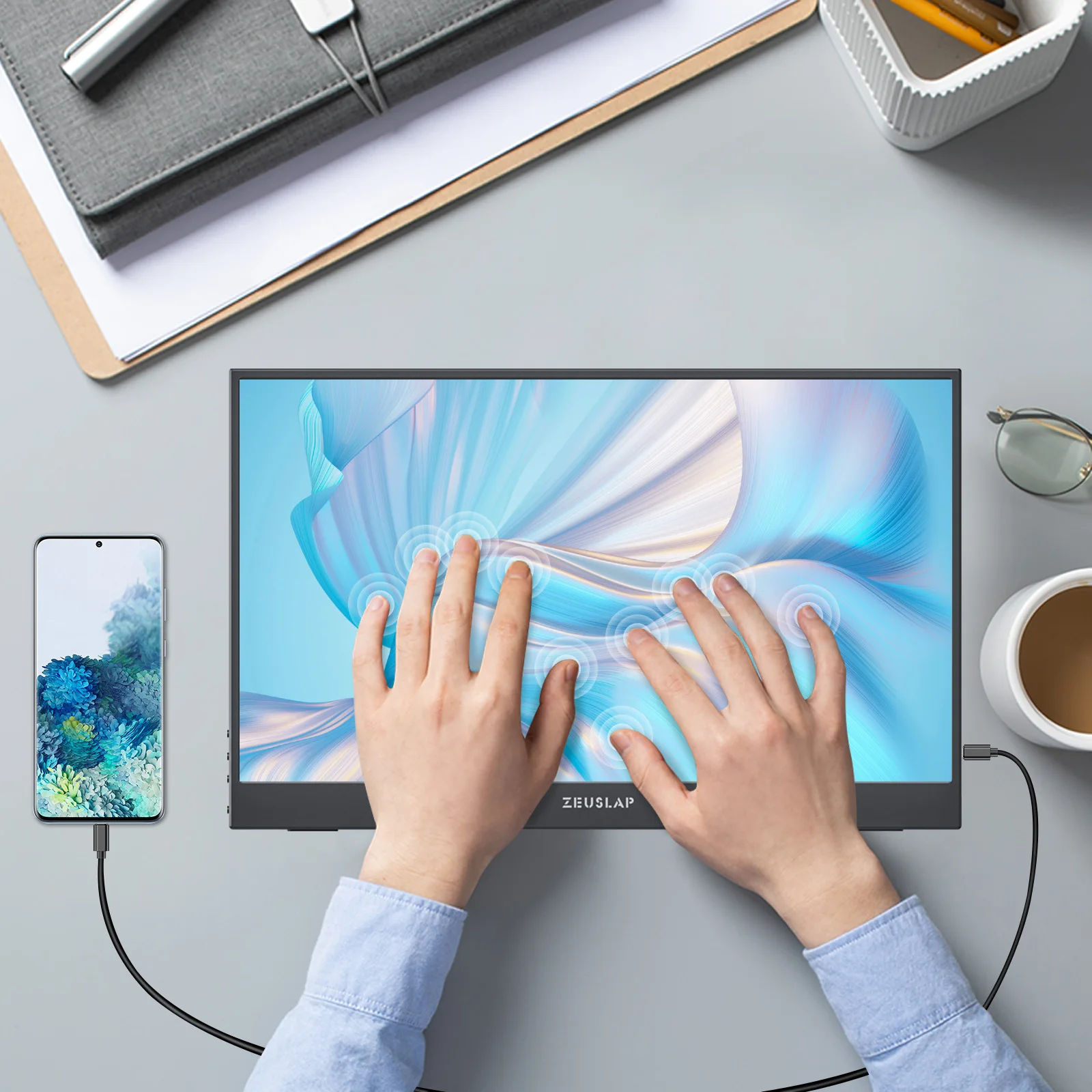 Портативный сенсорный экран ZEUSLAP 15 6 дюйма 1920*1080P Тип C HDMI совместимый игровой