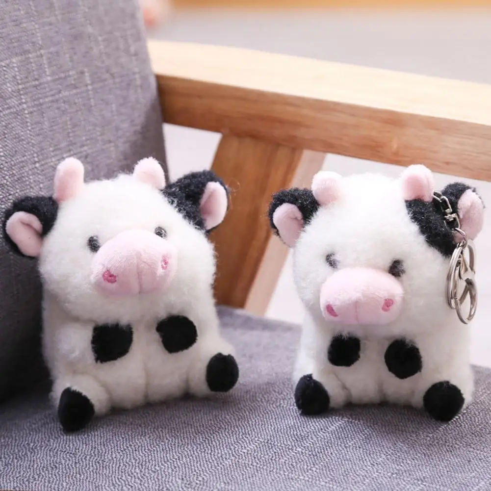 

10cm Plush Pendant Keychain Exquisite Bag Decoration Lovely Cow Plush Toy Cozy Touch Stuffed Doll Pendant Keychain Children Gift