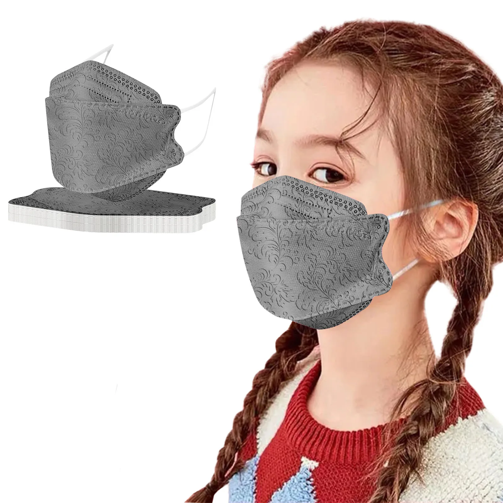 Детские маски для лица с 3d-дизайном 4-слойная дышащая маска дизайн рыбий рот |