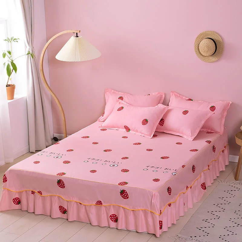 

Strawberry Adult Luxury Wedding Bedspread Cute Bed Sheet Color Mattress Cover Bedsheets For Kids Adults No Pillowcase