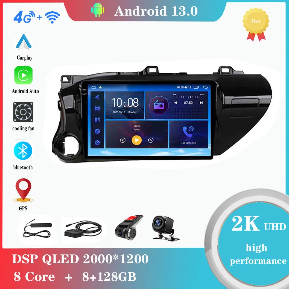 

9 Inch Android 12.0 For Toyota Hilux LHD Pick UP AN120 2015 - 2018 Multimedia Player Auto Radio GPS Carplay 4G