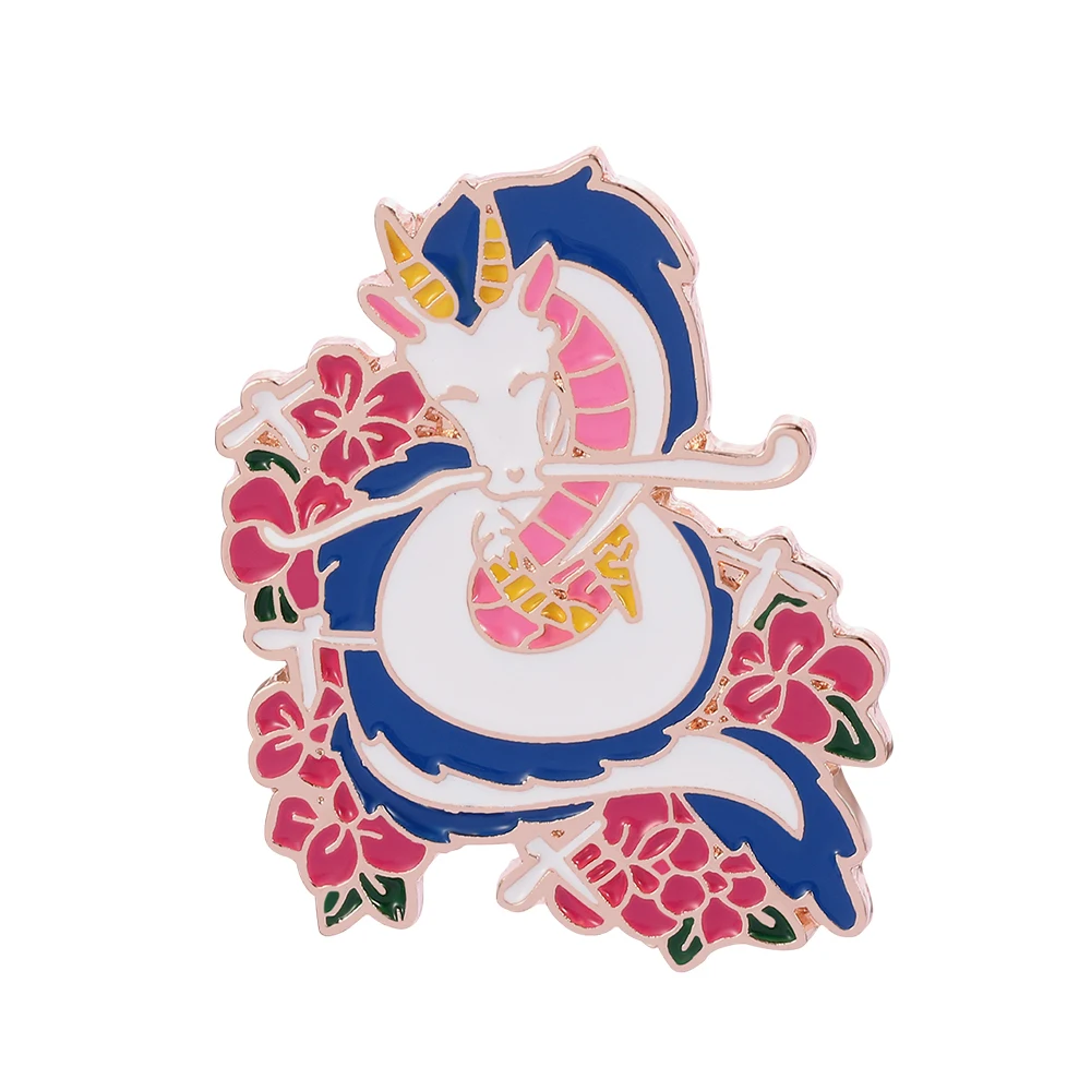 Оптовая продажа 10 шт. аниме белая Брошь дракон Хаяо Миядзаки эмалированная