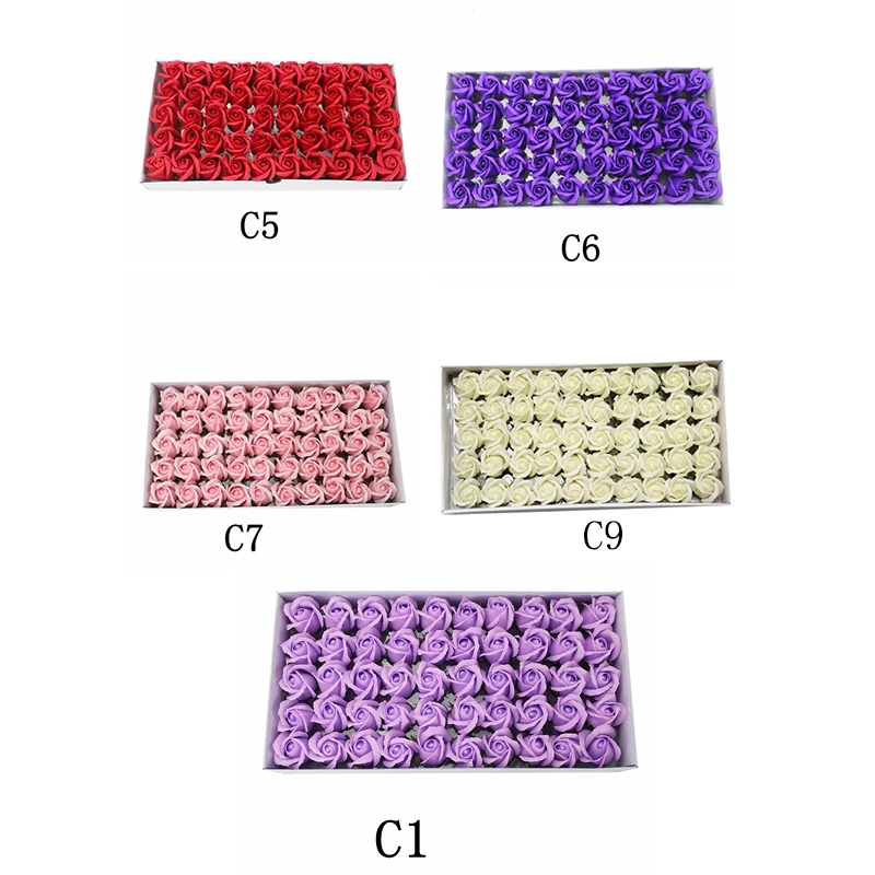 

50Pcs Floral Scented Bath Soap Rose Flower Petals Plant Essential Oil Rose Soap Set Bath Soap Shaped Petals Wedding Party Gifts