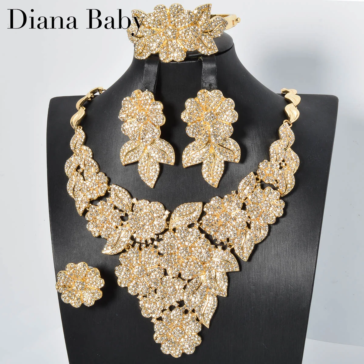 Роскошный набор из 4 шт. ювелирных изделий циркония AAA свадебные украшения Дубая